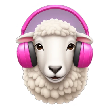 A sheep with pink headphones sticker