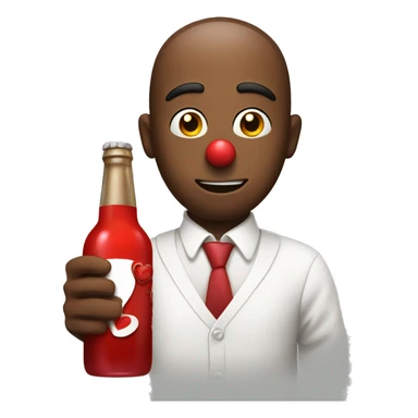 A red heart ❤️ with eyes, a mouth, and hands, tipsy and drunk, holding a bottle, looking wobbly and playful sticker