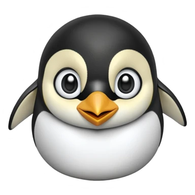 cinematic-cute-emperor-penguin-portrait-emoji,-head-tilted-playfully-and-inquisitively,-with-glossy,-pristine-plumage,-sparkling-eyes-filled-with-curiosity,-simplified-yet-irresistibly-adorable-features, black, large black eyes face, zoomed in sticker