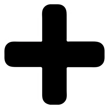 minimalist plus icon, solid black, no outline sticker