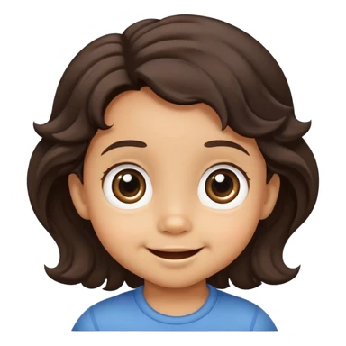 smiling toddler face with big eyes, medium skin tone, and dark wavy hair sticker