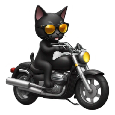 black cat with cool glasses riding a motorcycle sticker