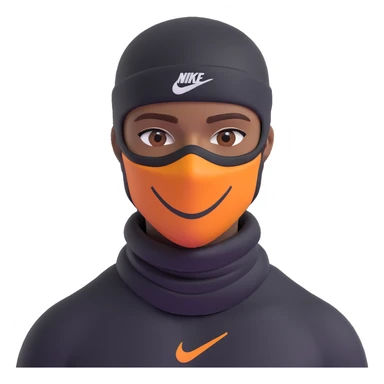 brown-skinned person wearing a Nike-branded ski mask with tattoos on face or neck, modern 3D emoji style sticker