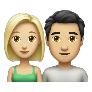 Two married people, consisting of a man with black hair and Asian black eyes, and a woman with blonde hair and green eyes.” sticker