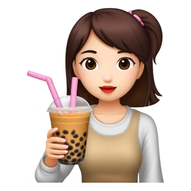 Girl drinking boba tea sticker