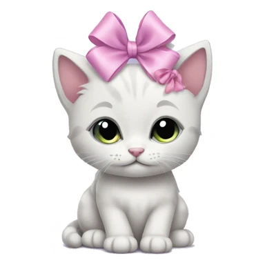 A lilac kitten with a pink bow sticker
