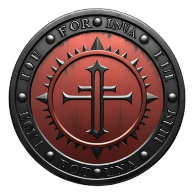 Minimal emoji, gothic metal coin made of black steel, engraved word FORTUNA at the center, ancient industrial aesthetic, worn metal texture, no glow, no neon, flat emoji design, centered, transparent background sticker