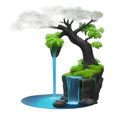 water spring with black crystal 2.5D sticker