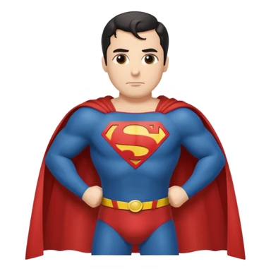 Make a Superman emoji with hands on hips, cape blowing, and the Superman "S" on the front. Make taller sticker