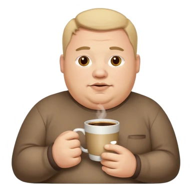 fat man, hold a cup of coffee sticker