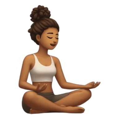 Chica meditando pelo marrón aesthetic sticker