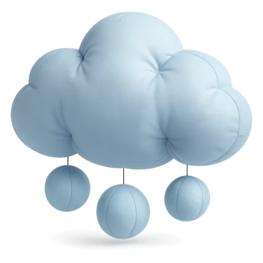 plush cloud with hail, soft edges, icy blue tones, cushion style sticker