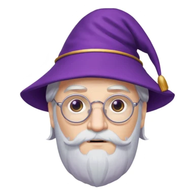 dumbledore, white hair, wear purple magic hat, glasses sticker
