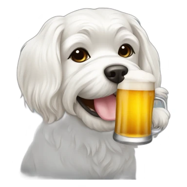 Dog Maltese drinking beer sticker