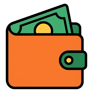 wallet icon, simple and recognizable, modern style sticker