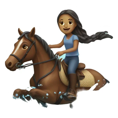 Girl riding horses in water sticker