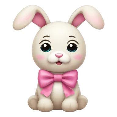 cute plush bunny with pink bow around neck sticker