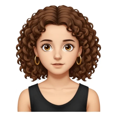 full body, very beautiful italian girl, dark brown eyes, looking like Emma Watson, with curly and big volume very bright brown hair, and a golden piercing ring in nose on left side, pullups

 sticker