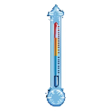 Thermometer showing low temperature with ice crystals sticker