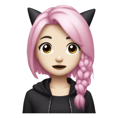 Kuromi Sanrio hello kitty girl with pink and blonde hair dark makeup emo sticker