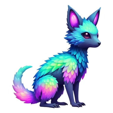 futuristic lush warm-colored neon-colored Fakémon-Trico-creature (full body) sticker