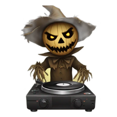 evil scarecrow on turntables sticker