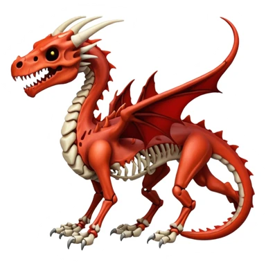  skeletal skeleton bone dragon with blood markings sticker