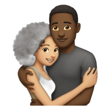 Slightly black man hugging curly lightskin girl sticker
