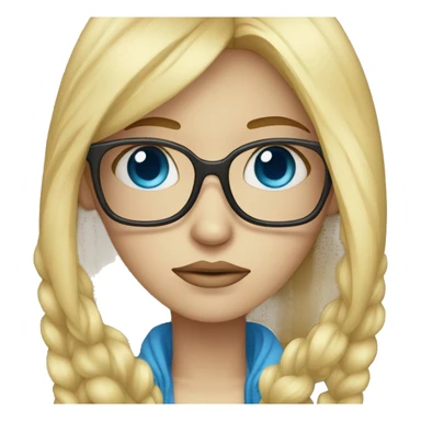 Very Sad blonde girl with blue lens glasses sticker