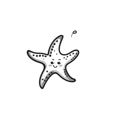 hand drawn starfish with detailed texture and little dots, playful sea creature sticker