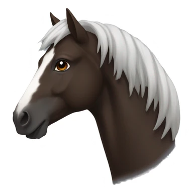 Dark brown horse with dark brown mane and small white star marking sticker