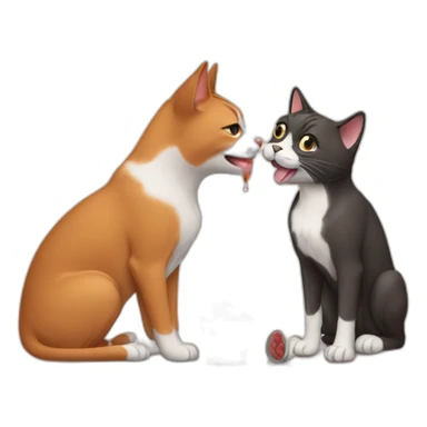 cat drinking with dog sticker