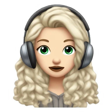 beautiful white girl with long flowy hair and pouty lips wearing winter ear muffs sticker