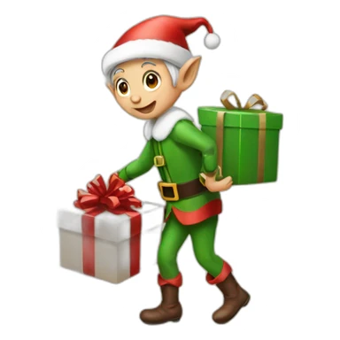 Elf delivering Christmas gift sticker