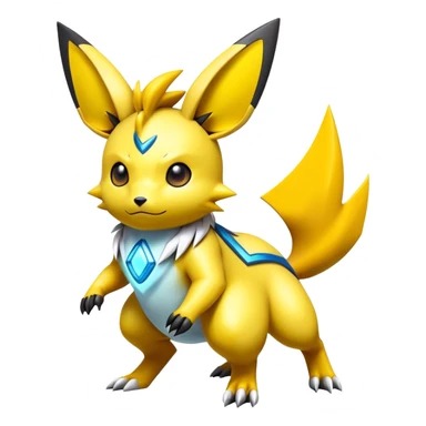 Shiny Futuristic Colorful Pichu-Raichu-Renamon-Zeraora-hybrid-creature sticker