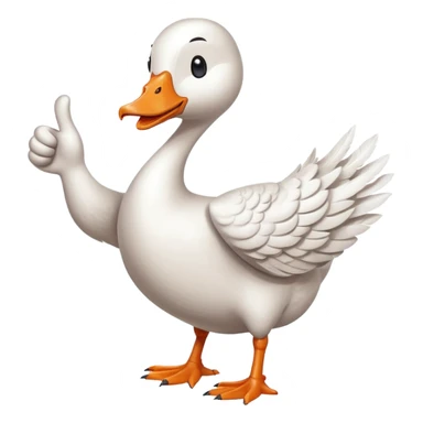 art style drawing goose character giving a thumbs up sticker