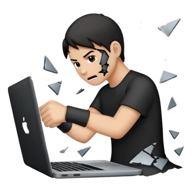 smashing a laptop sticker