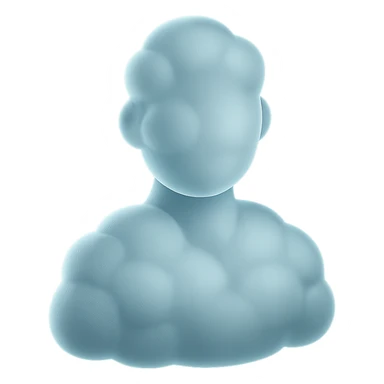 bright person composed entirely of convex clouds, shoulder up, front view sticker