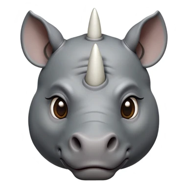 cinematic-noble-cute-rhinoceros-portrait-emoji,slate-grey-hide-poised-and-regal,-with-a-massive,-powerful-build-and-a-thick,--deep-set-soulful-piercing-eyes,-simplified-yet-sharp-and-sophisticated-features,-highly-detailed,-large-black-eyes, white horn, front facing sticker
