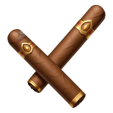 Emoji-style cigar icon, dark brown wrapper, subtle smoke, minimalistic, clean silhouette, metal details sticker