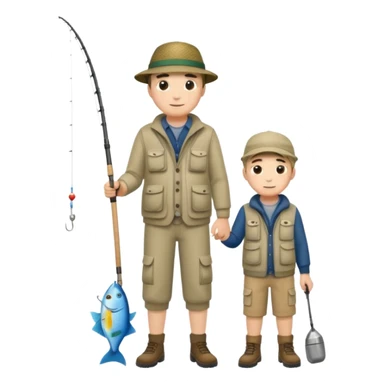 father and son fishing, full body sticker