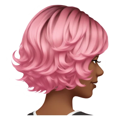 Pink wavy to side short hair back view sticker