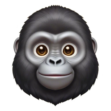 Cinematic Cute Gorilla Portrait Emoji, Head tilted playfully and inquisitively, with a robust, endearingly soft face accented by tender fur and round, sparkling eyes full of warmth, Simplified yet irresistibly adorable features, highly detailed, glowing with a warm, friendly jungle glow, high shine, affectionate and lively, stylized with a touch of whimsical charm, soft glowing outline, capturing the essence of a mischievous yet loving gorilla that feels like it could lumber out of the screen into your arms! sticker