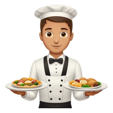 waiter showing plates of food sticker