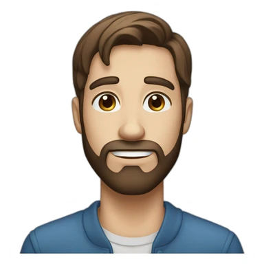 handsome guy with straight long brown hair blue eyes with beard sticker