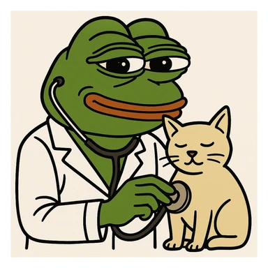 veterinarian examining a cat sticker