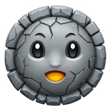 round stone with jagged rough edges, no face sticker