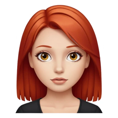 una chica maquillada con el pelo liso y pelirrojo sticker