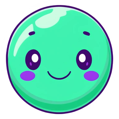 emerald green planet with lighter green spots and a cute beaming face sticker
