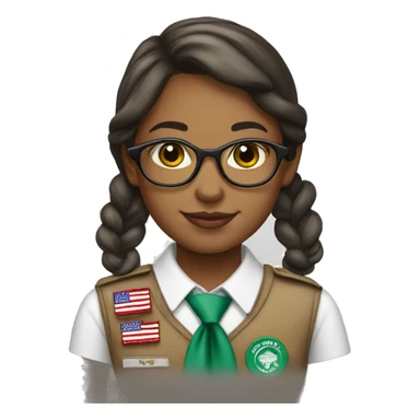 girl scout with badges and red white stripes tie sticker